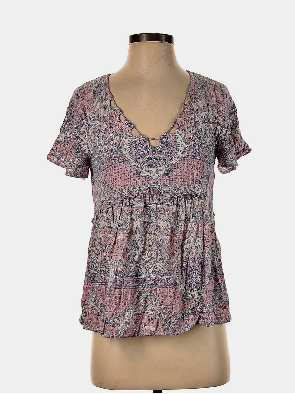 Lucky Brand V-Neck Peplum Top size S